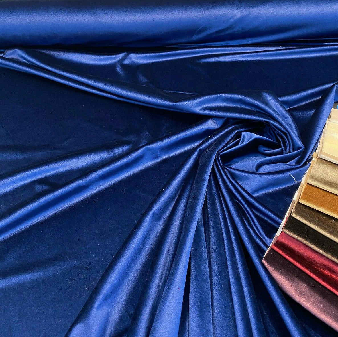 Exclusive Velveteen Velvet Fabric - Navy Blue, Drapery Upholstery, 60" Width (1 Yard)