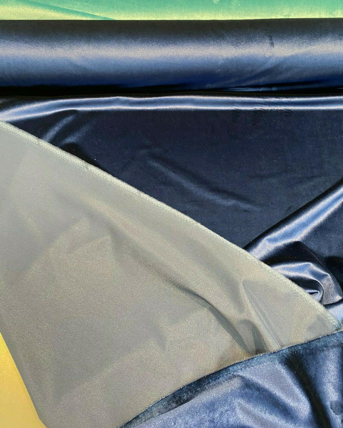 Exclusive Velveteen Velvet Fabric - Navy Blue, Drapery Upholstery, 60" Width (1 Yard)