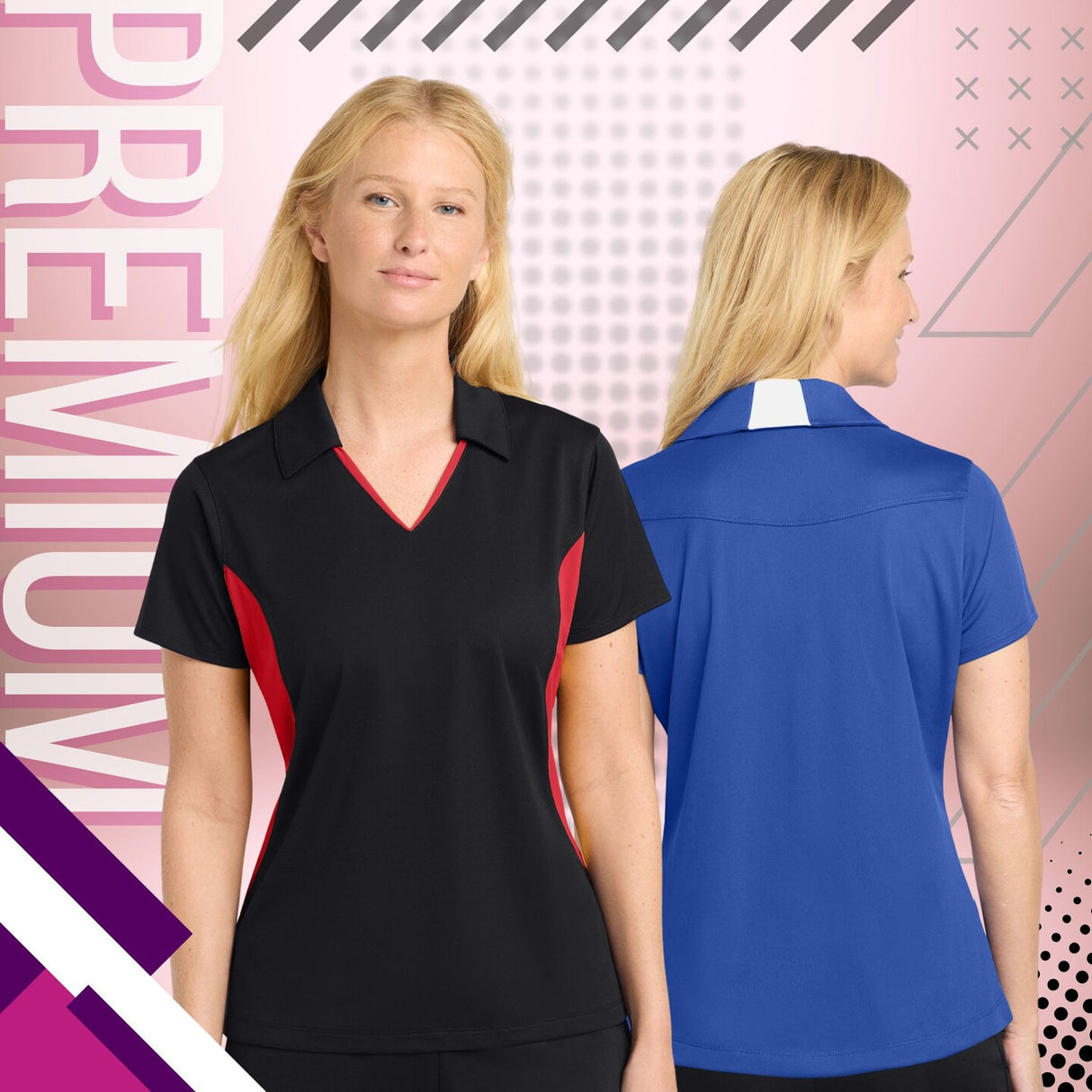 Sport-Tek® Womens Side Blocked Micropique Sport-Wick Polo Moisture Wicking Athletic Shirt