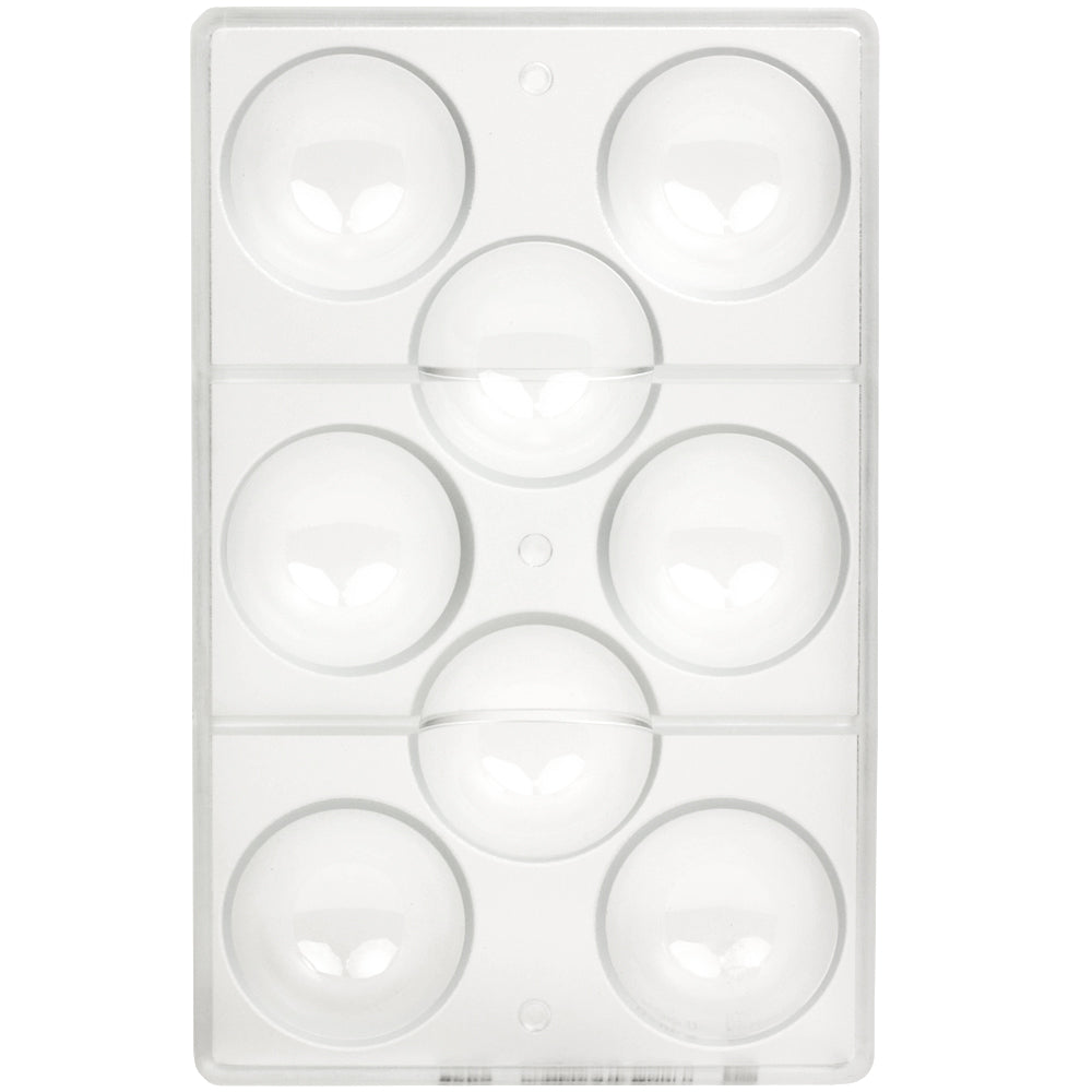 Chocolate World Clear Polycarbonate Chocolate Mold, 59mm Half Sphere, 8 Cavities