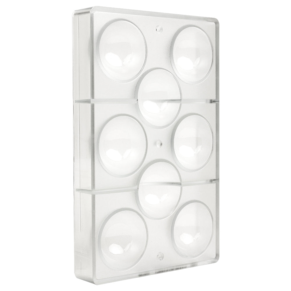 Chocolate World Clear Polycarbonate Chocolate Mold, 59mm Half Sphere, 8 Cavities