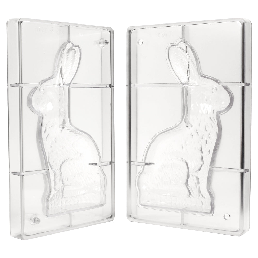 Polycarbonate Chocolate Mold: Sitting Rabbit, includes 2 pieces front and back