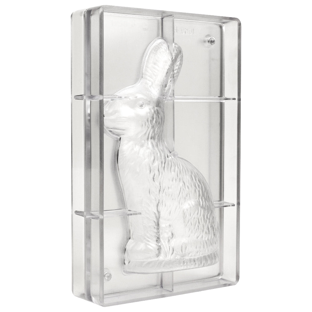 Polycarbonate Chocolate Mold: Sitting Rabbit, includes 2 pieces front and back