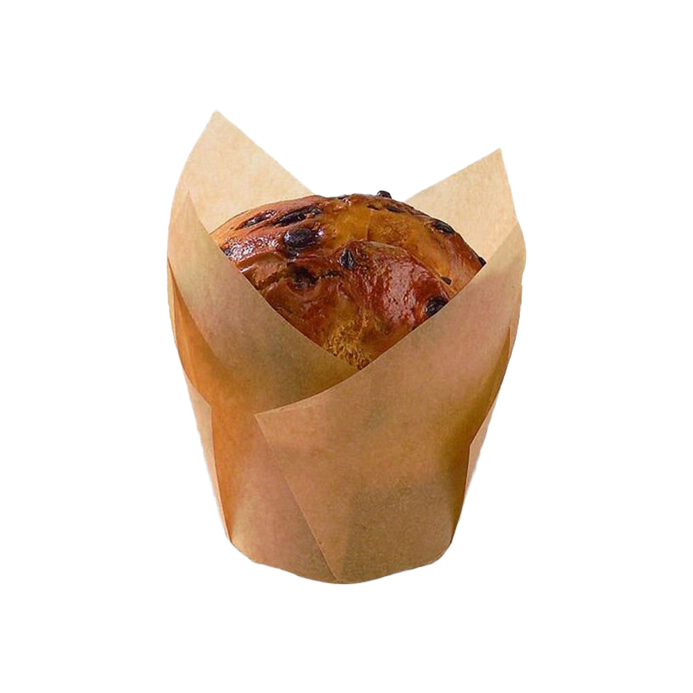 PacknWood Golden Brown Silicone-Coated Tulip Baking Cup, 2.3" x 1.25" Dia. - Case of 1000