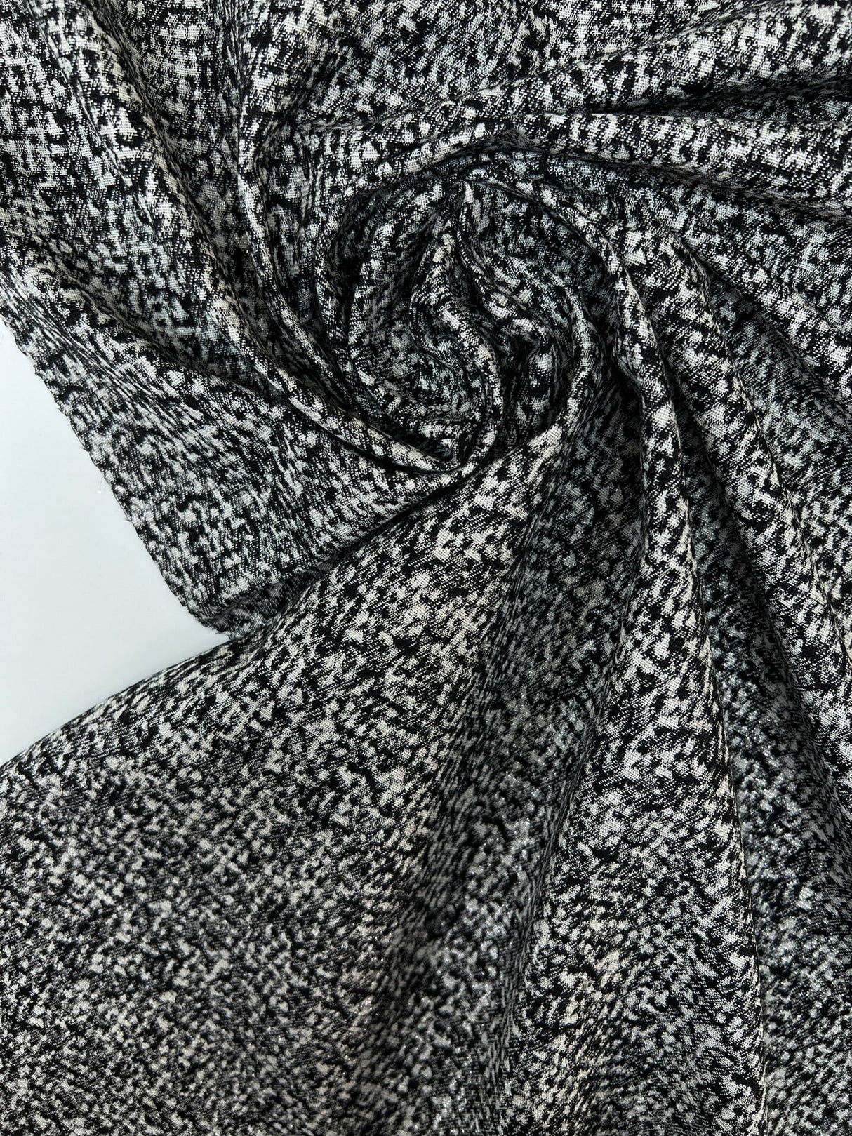 Cotton Tweed Lurex in Silver Black White