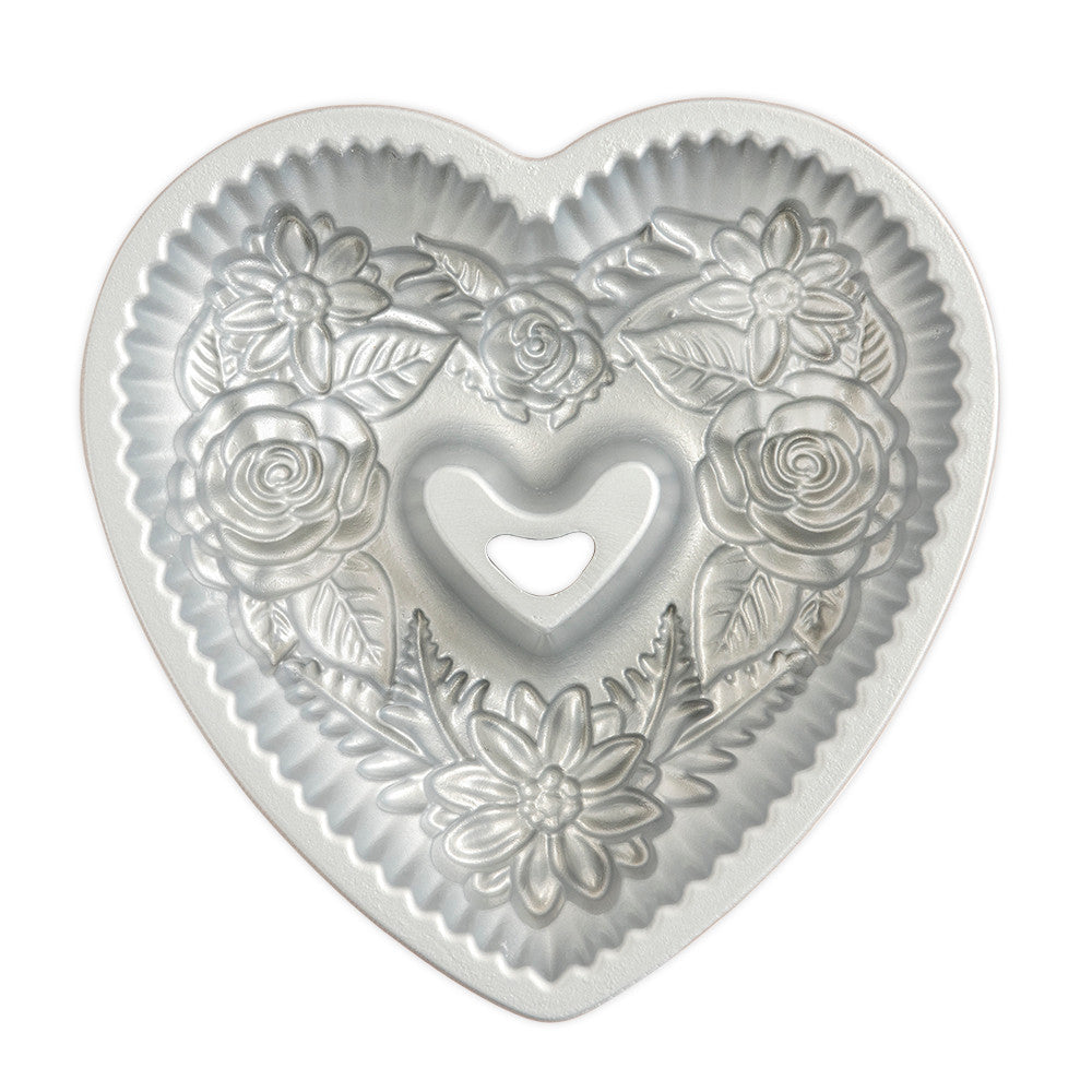 Nordic Ware Floral Heart Bundt Pan, 6 Cup