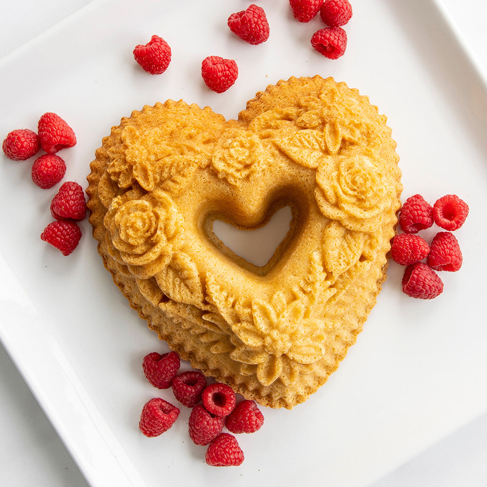 Nordic Ware Floral Heart Bundt Pan, 6 Cup