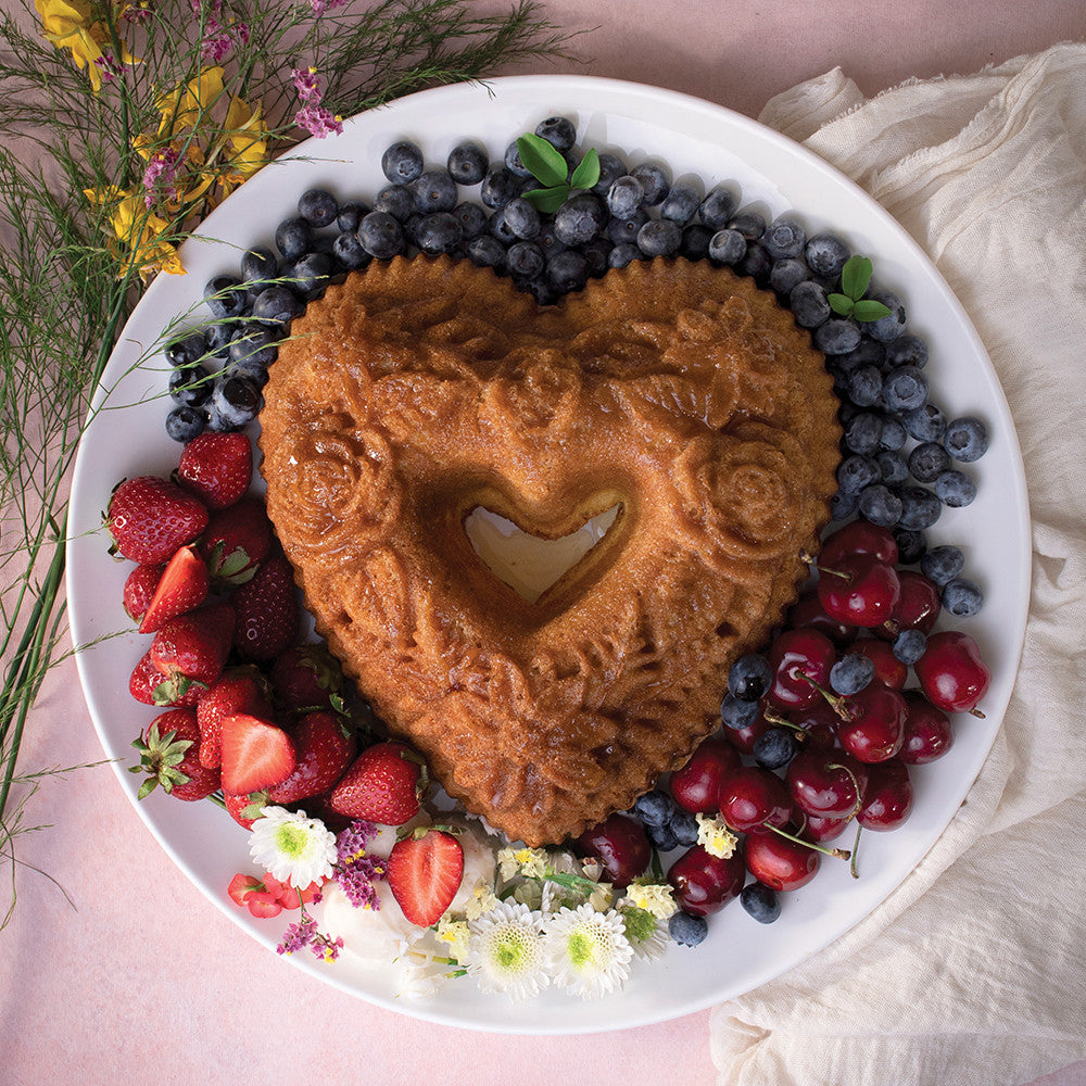 Nordic Ware Floral Heart Bundt Pan, 6 Cup