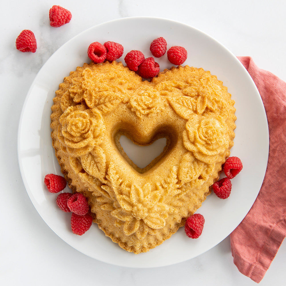 Nordic Ware Floral Heart Bundt Pan, 6 Cup