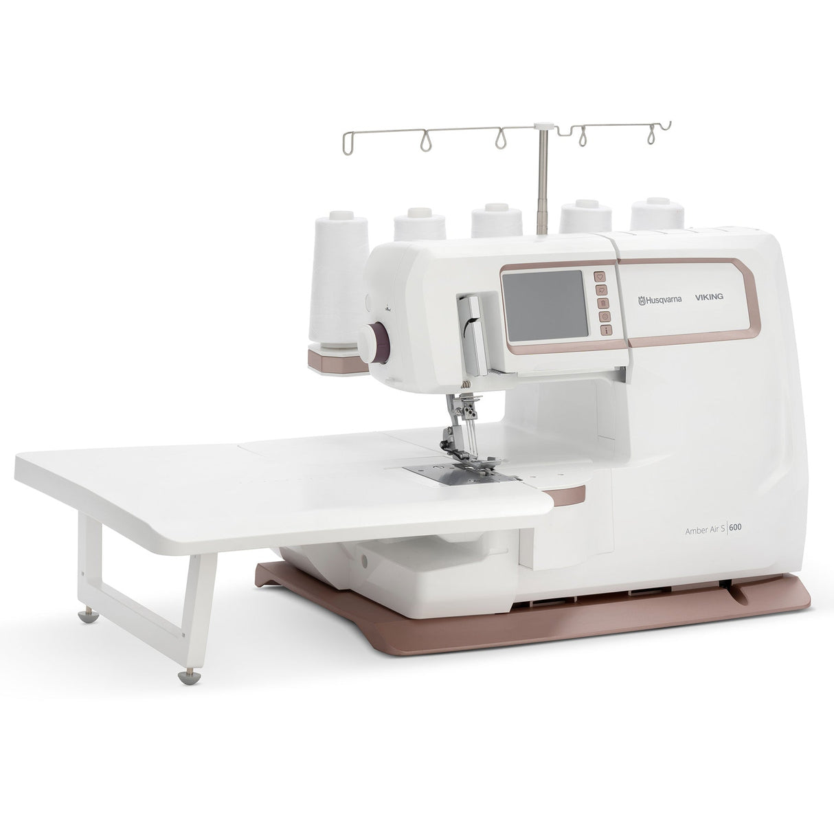 Husqvarna Viking Amber Air S 600 Coverlock Machine - Overlock Serger, Color Touchscreen, One-Touch Electronic Air Threading, 26 Stitches (1 Unit)