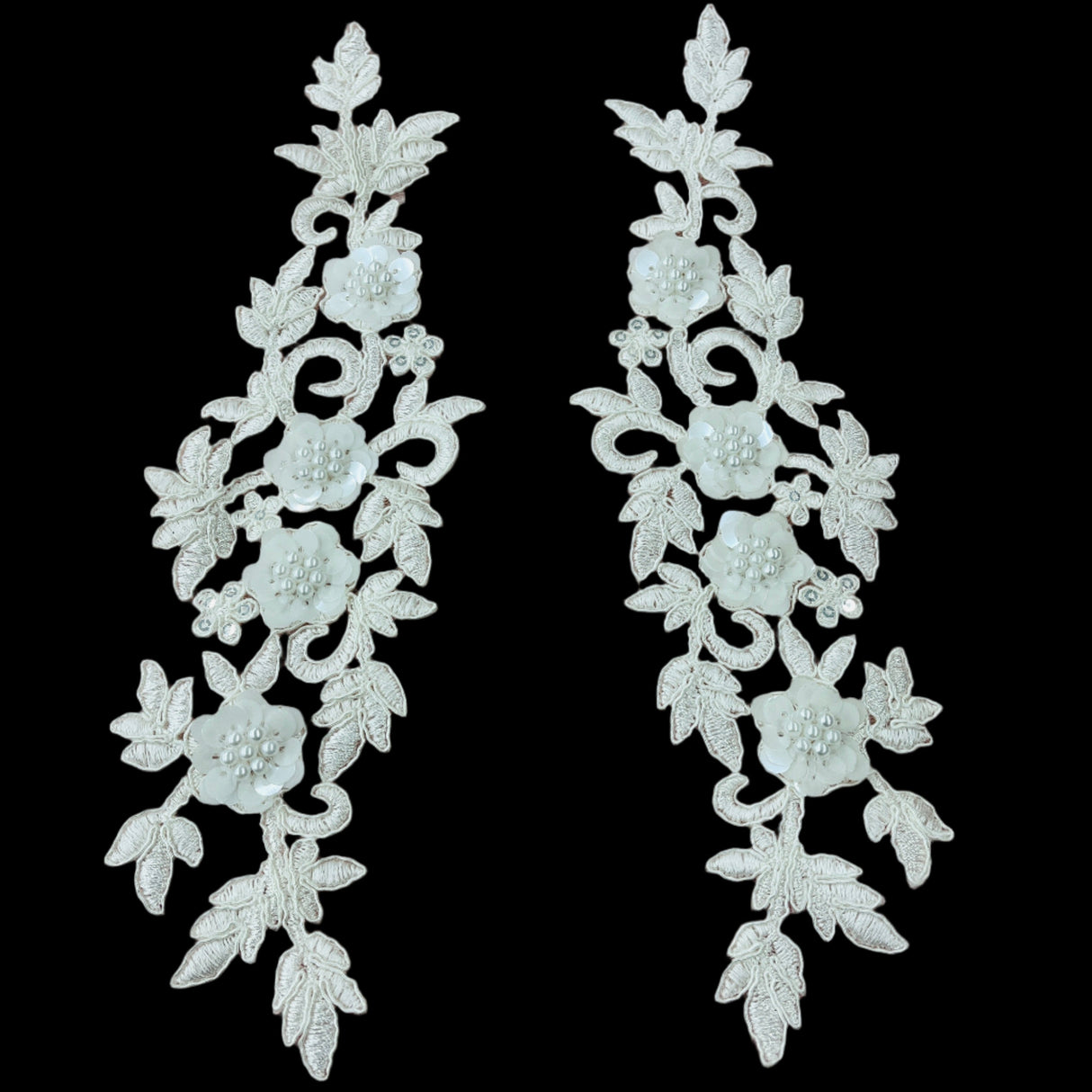 Beaded Corded Floral 3D Lace Applique