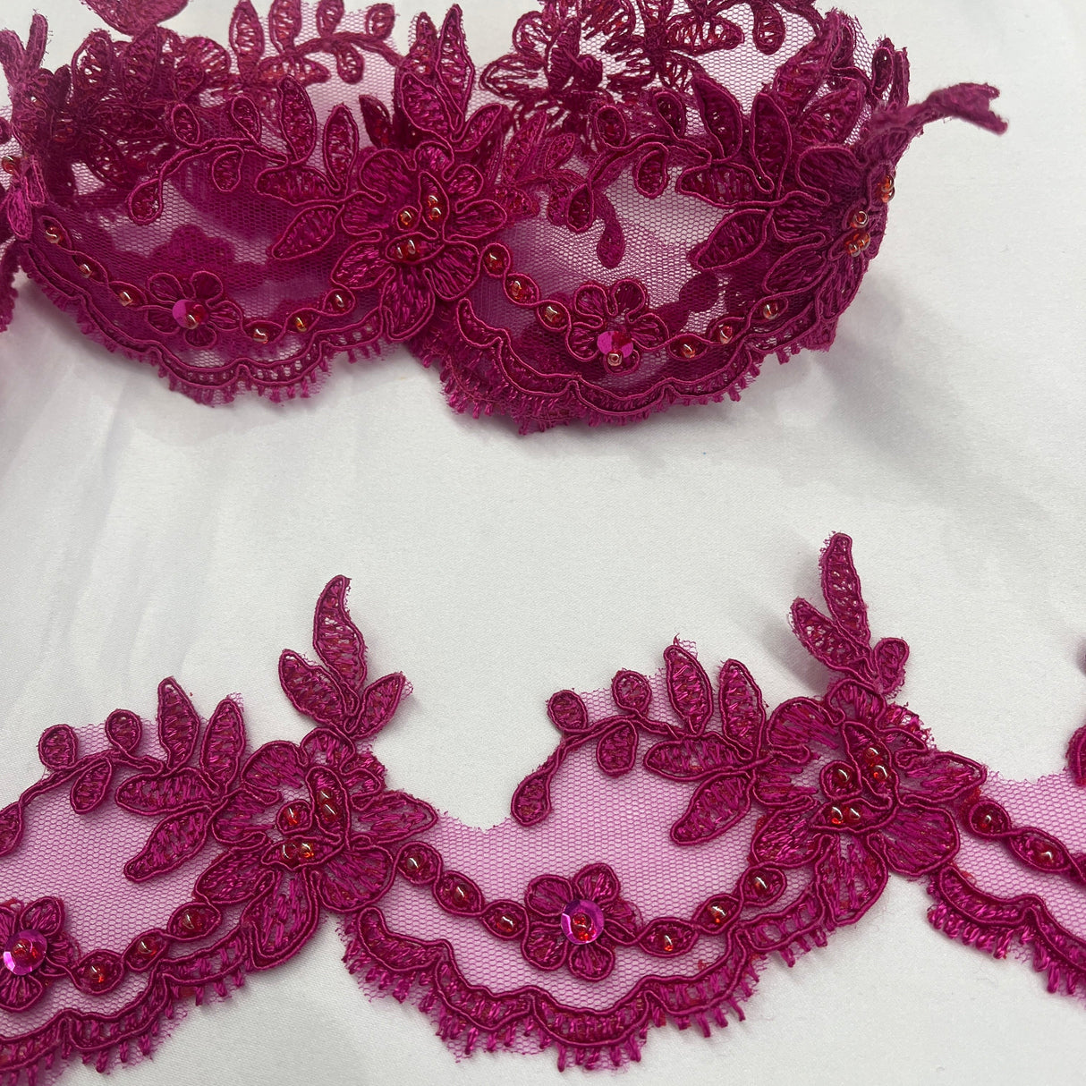 Beaded Corded Lace Trim 3" Wide
