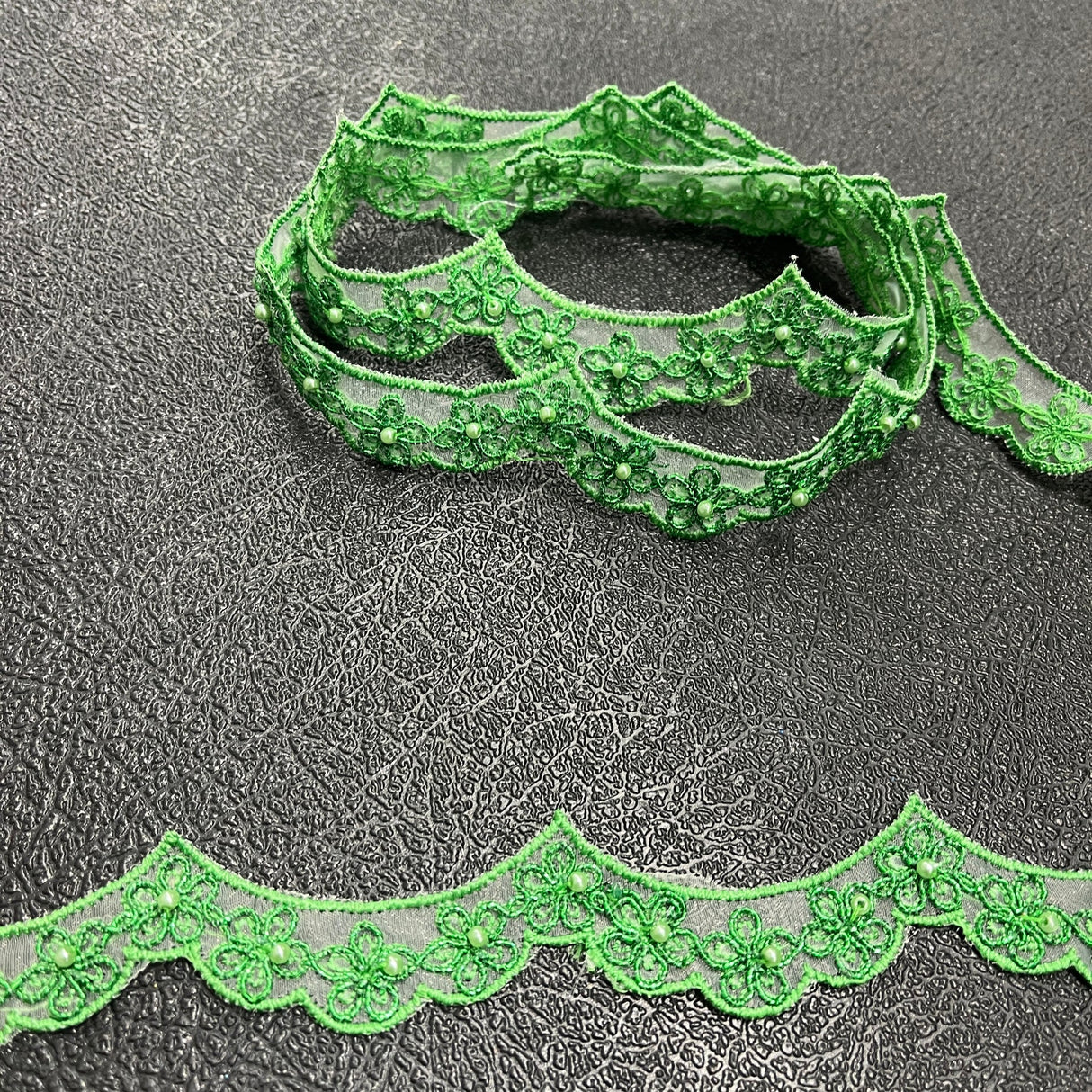 1 Yard Beaded & Corded Lace Trimming on Net Mesh | 1" Wide | Antique Silver | Elegant Embroidered Trim for Bridal, Formalwear & Costumes