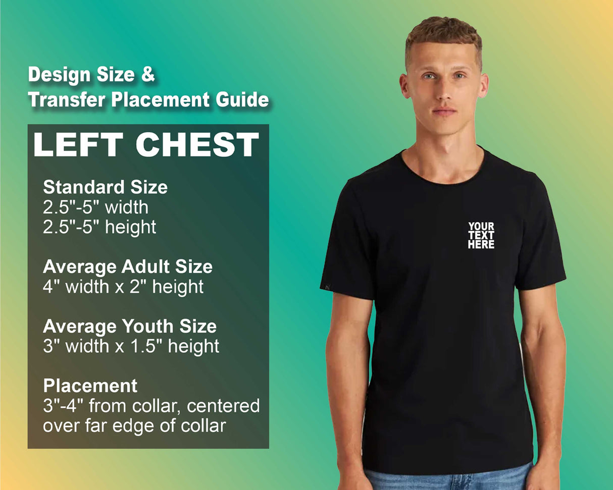 Pack: 12 Fast Personalized T-Shirts – Add Your Logo, Photo, or Text Print (Left Chest - Black)