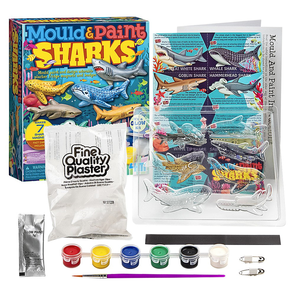 Glow-In-The-Dark Sharks Mould & Paint Kit