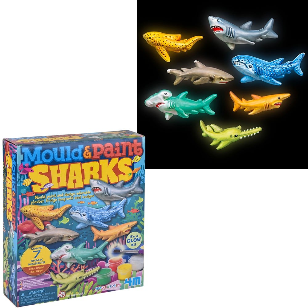 Glow-In-The-Dark Sharks Mould & Paint Kit