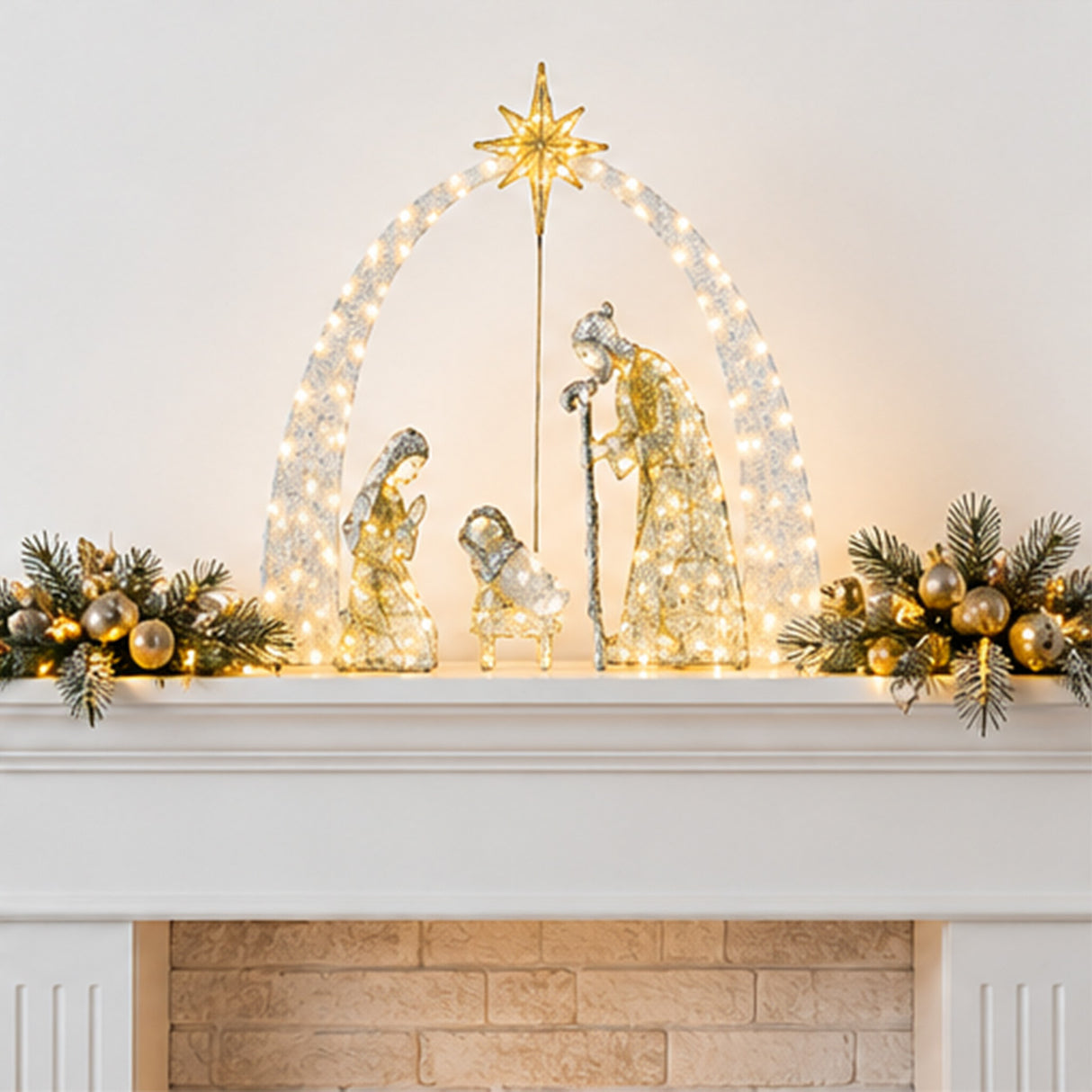 Lighted Nativity Scene Christmas Yard Decor Warm White LED