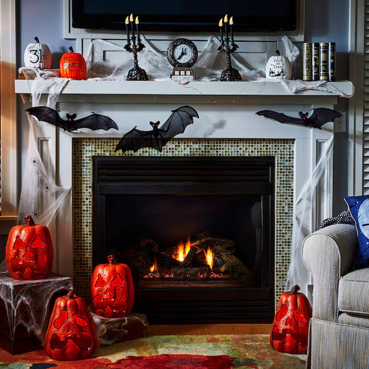 Haunted Living 1-ft Lighted Scary Acorn Jack-O-Lantern Decoration