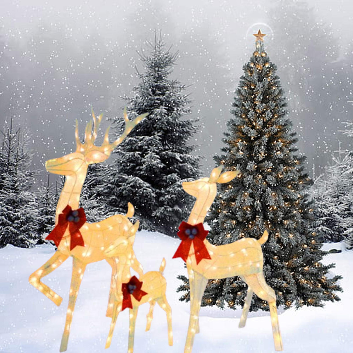 Christmas Deer Family LED Lights Decorative Holiday Indoor Outdoor Display