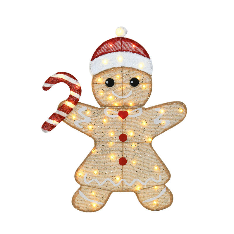 32 Inch Height Set of 2 Heart Shaped Gingerbread Men with Box Christmas Decoration