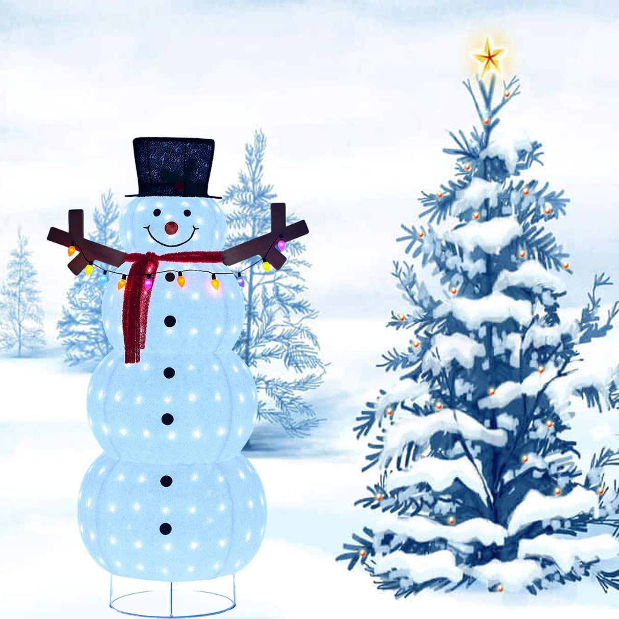 60 Inch Plush Lantern Snowman Indoor Outdoor Christmas Holiday Decoration