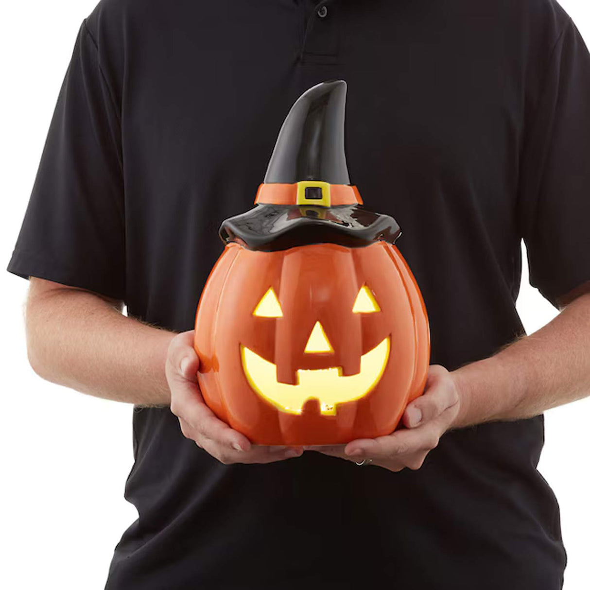 Casafield Pre Lit Ceramic Halloween Jack-o-Lantern Tabletop Decor