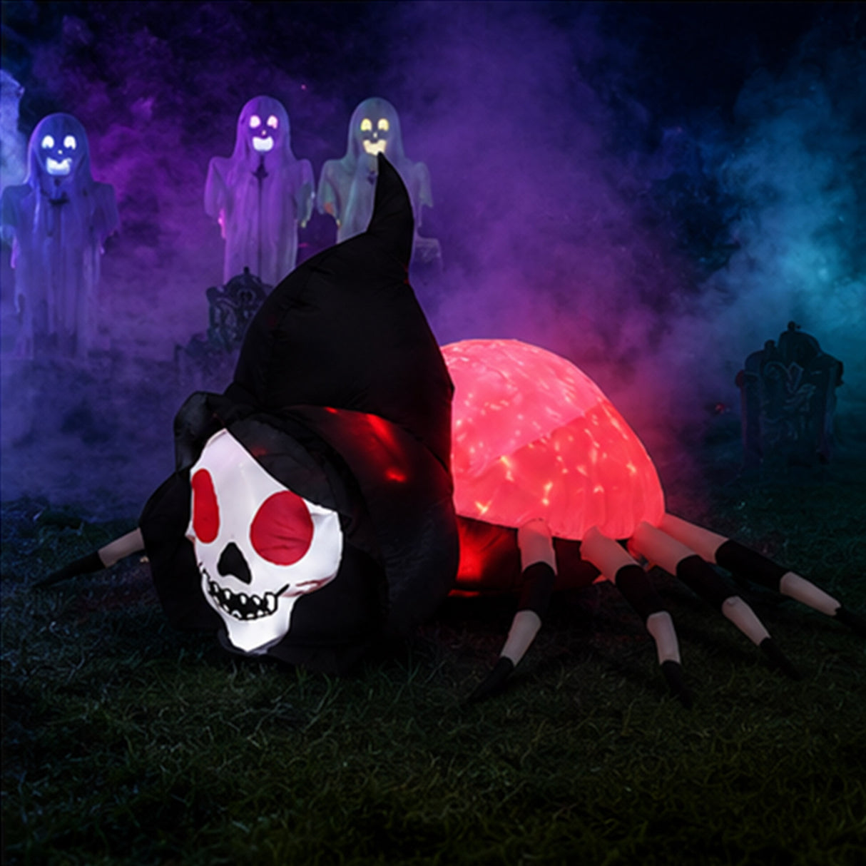 70.9" Inflatable Skeleton Spider Halloween Yard Decor
