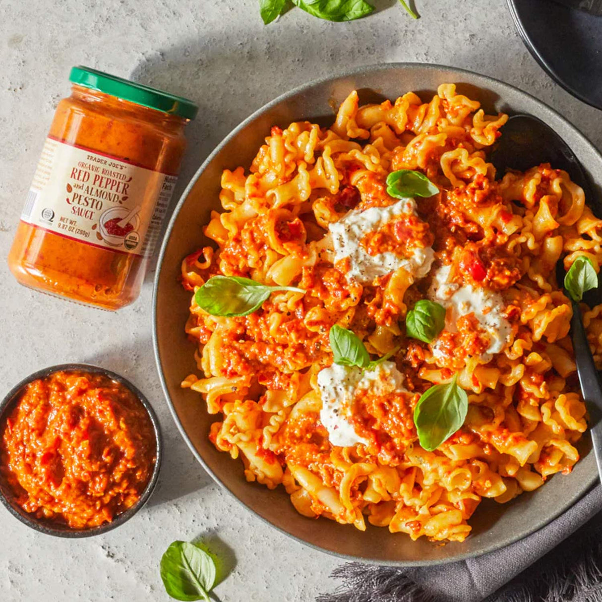 Organic Roasted Red Pepper & Almond Pesto – Rich & Savory Spread, 9.87 oz