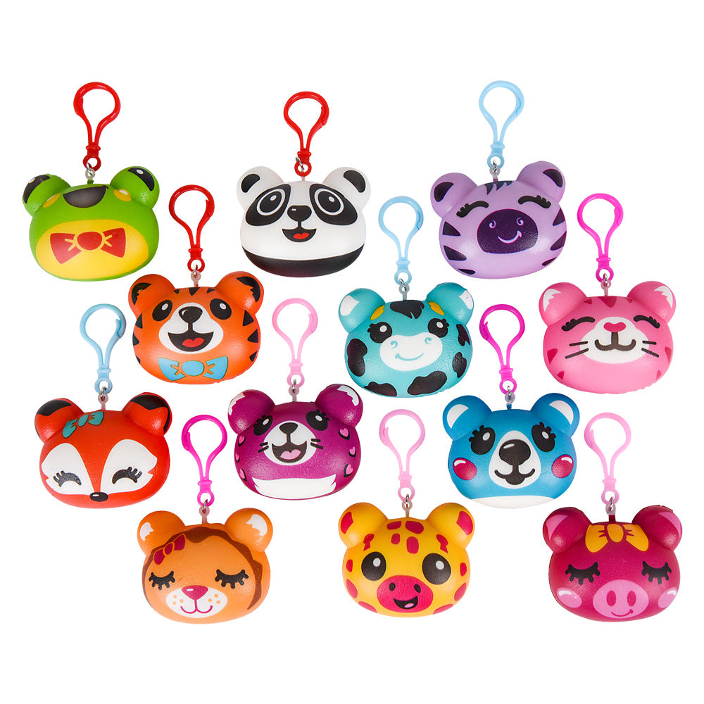 Squish Animal Backpack Clips Assortment (1 DZ)