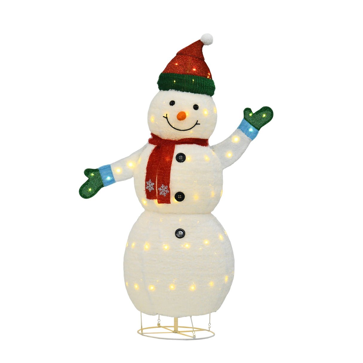 White Plush Lantern Set of 3 Snowmen, Warm White LED Lights, Indoor/Outdoor Holiday Décor 62" 60" 35"