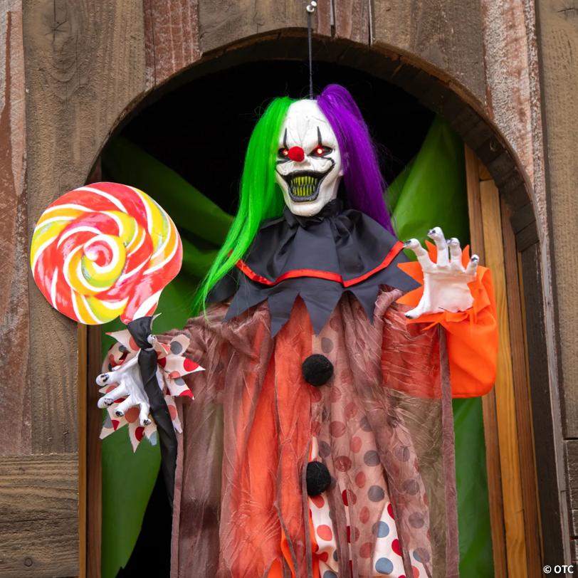 4 Ft. 5 1/4" Hanging Light-Up Clown Animated Prop Halloween Decoration