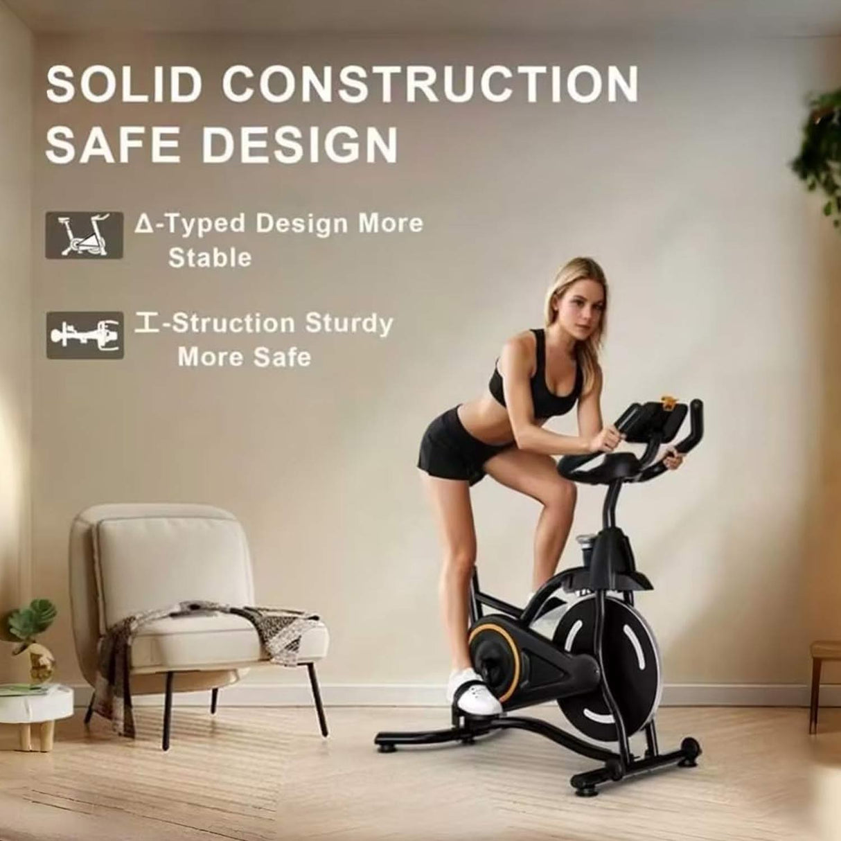 Exercise Bike for Home, Indoor Cycling Bike with Digital Display, Adjustable Seat & Handlebars, Smartphone Mount 35.04"x 22.05"x44.88"