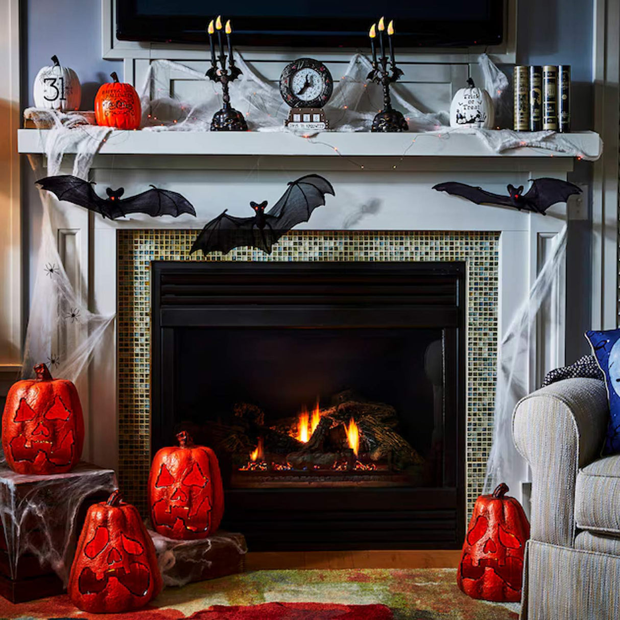 Haunted Living 1-ft Lighted Scary Jack-O-Lantern Decoration