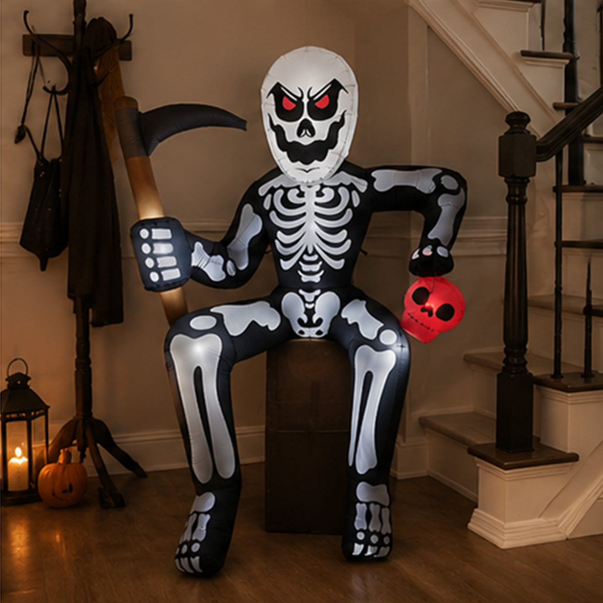 8.5FT Skeleton on Roof Halloween Inflatable Yard Decor