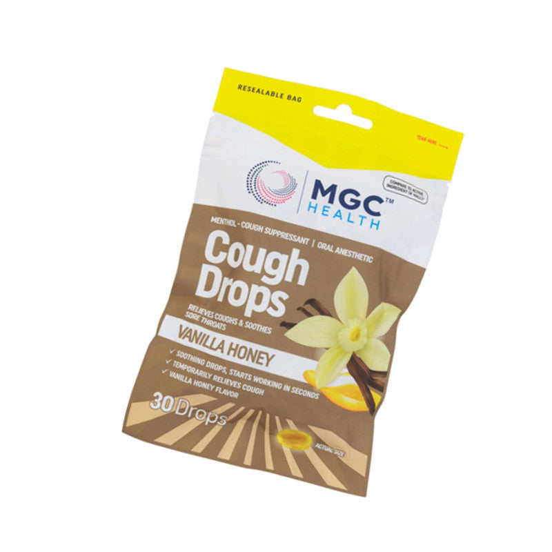 Vanilla Honey Cough Drops 30ct MGC Health Lozenges