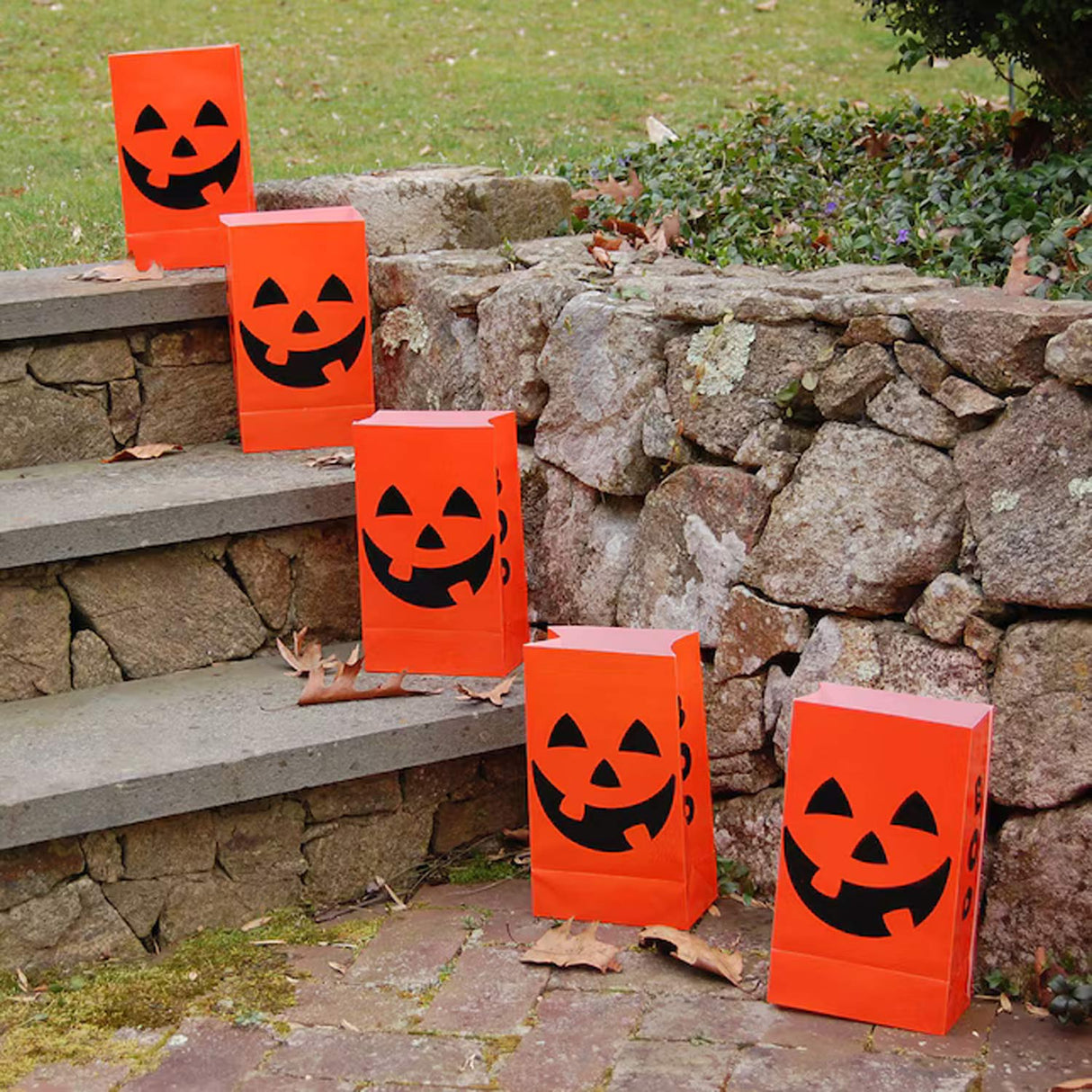 0.83ft Lumabase Lighted Jack-o-Lantern Luminaria 6 Pack