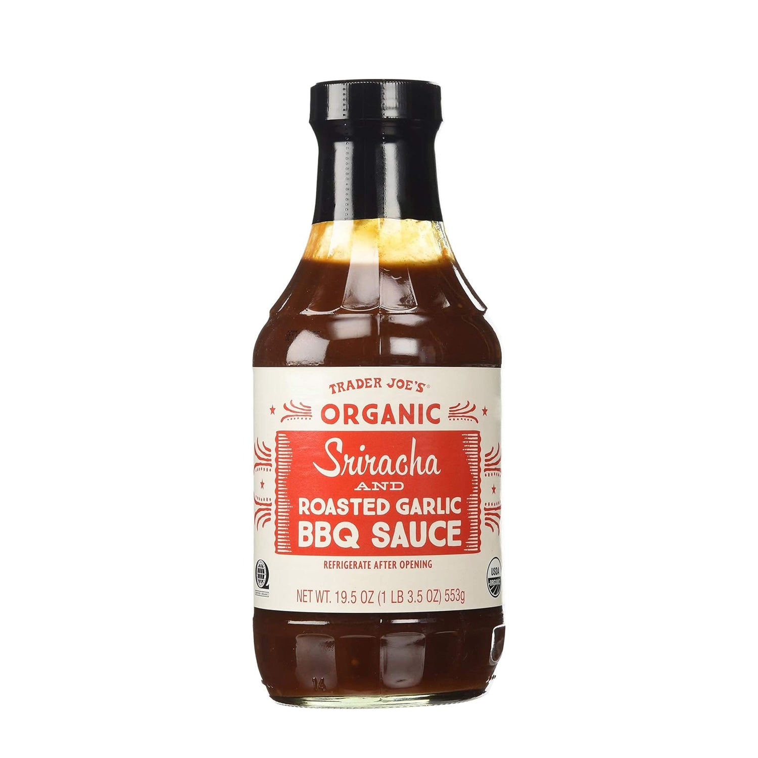 Trader Joe's Organic Sriracha and Roasted Garlic BBQ Sauce Bundle 19.5 Oz