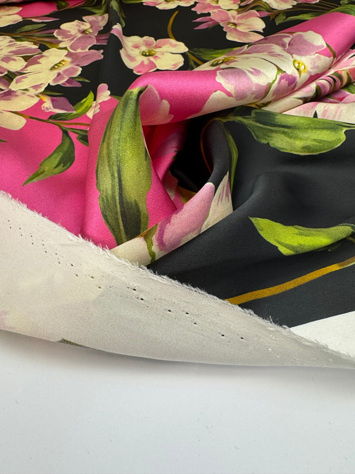 Silk Sateen Floral Printed Pink Shades