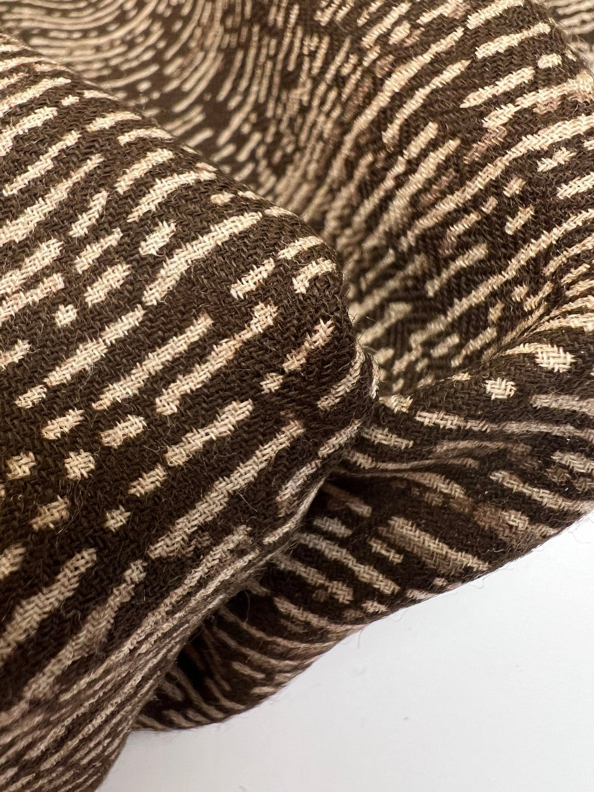 Italian Wool Abstract Printed Brown Fabric