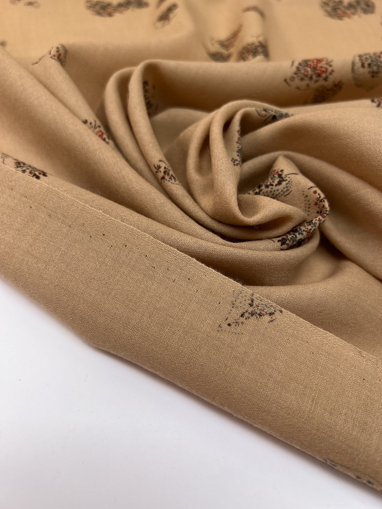 Printed Beige Wool Fabric
