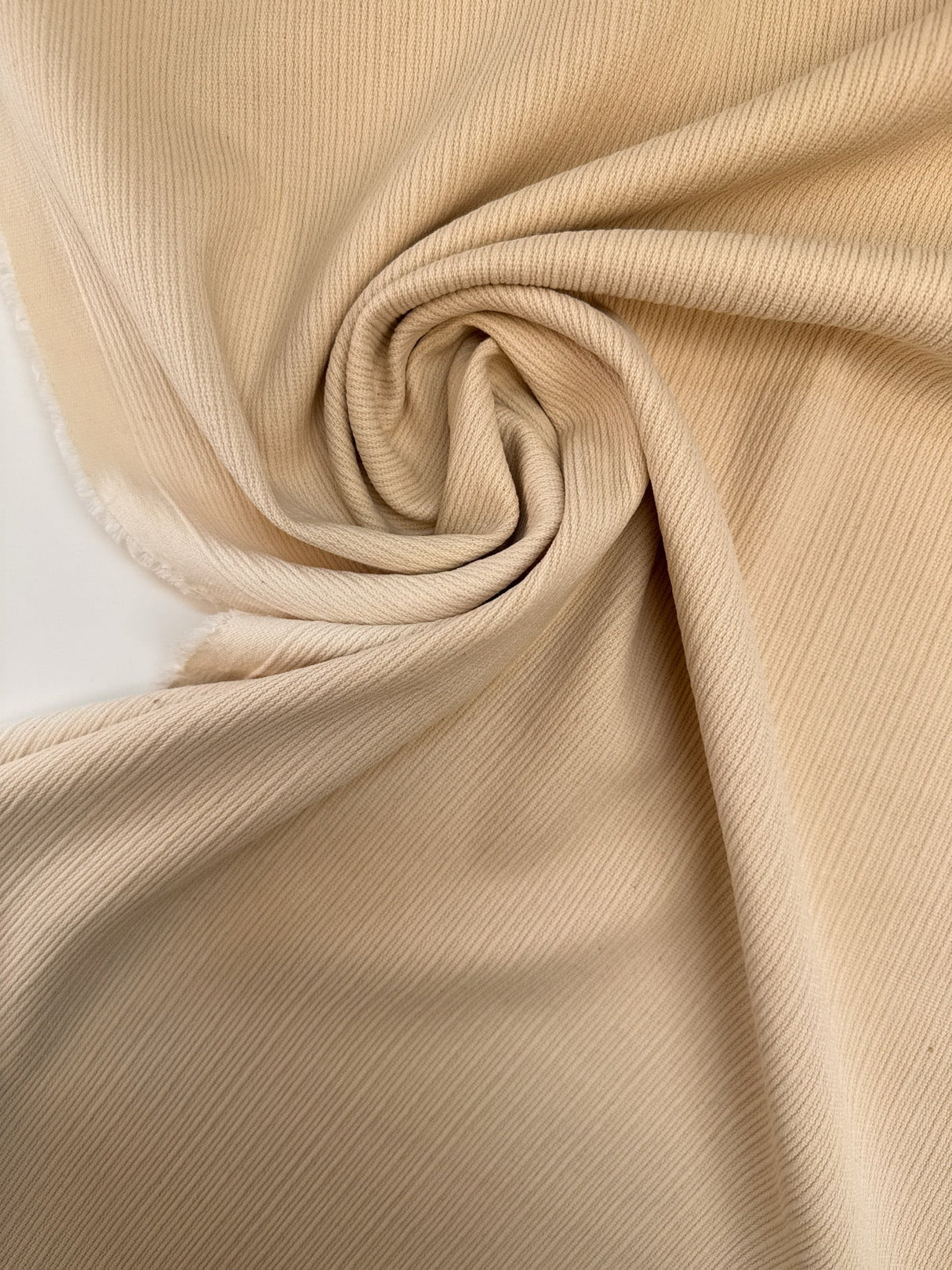 Cotton Ribbed Fabric Beige Stretch