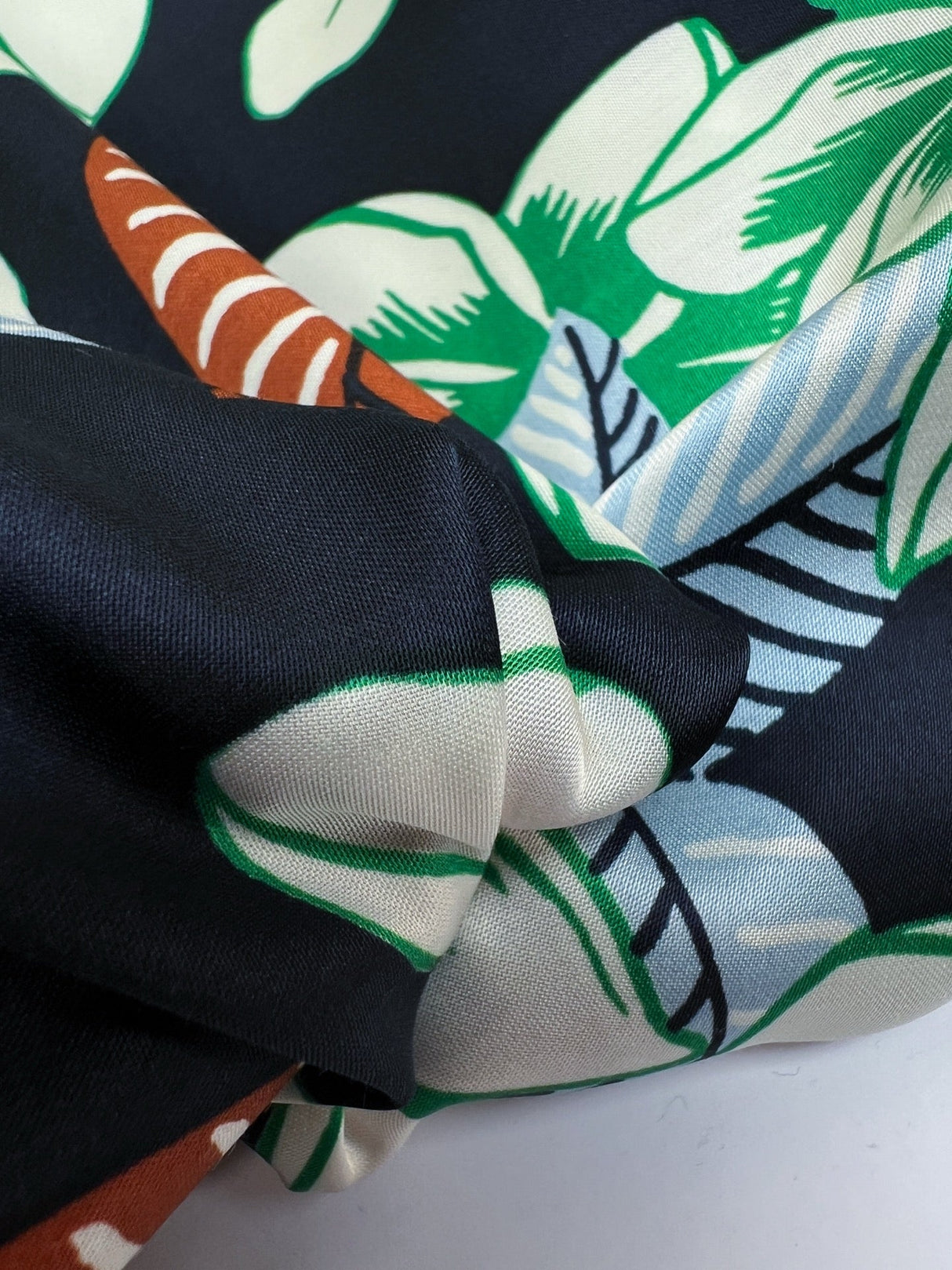 Viscose Sateen Printed Green-Blue Floral