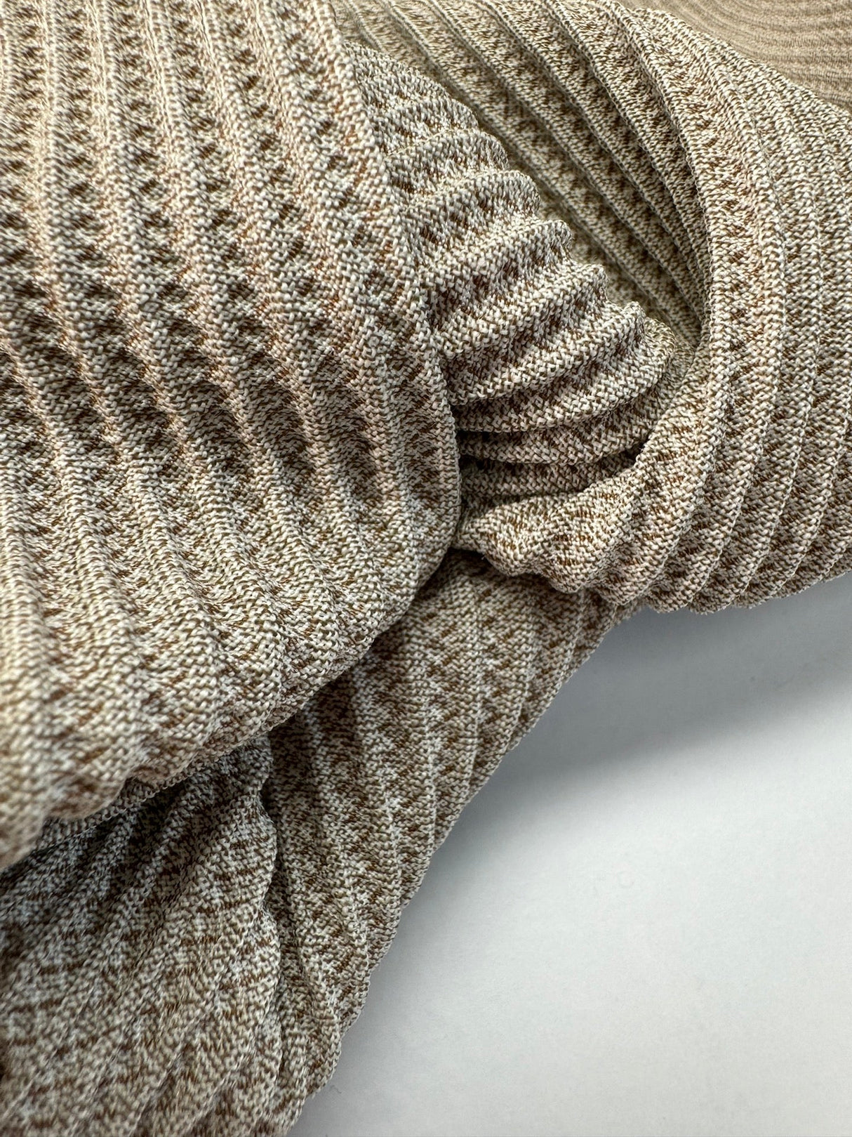 Wool Blend Jacquard Beige Striped Stretch