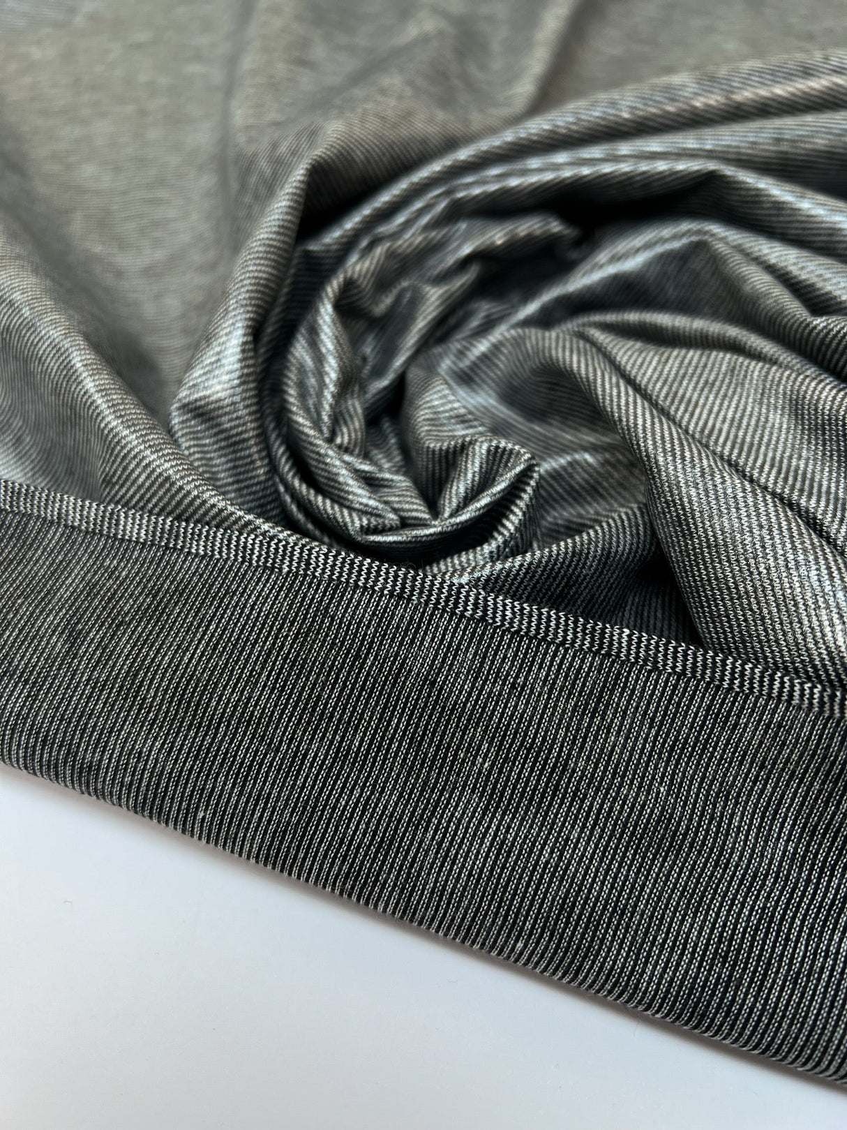 Polyester Cotton Polyurethane Knitted Gray Stripe