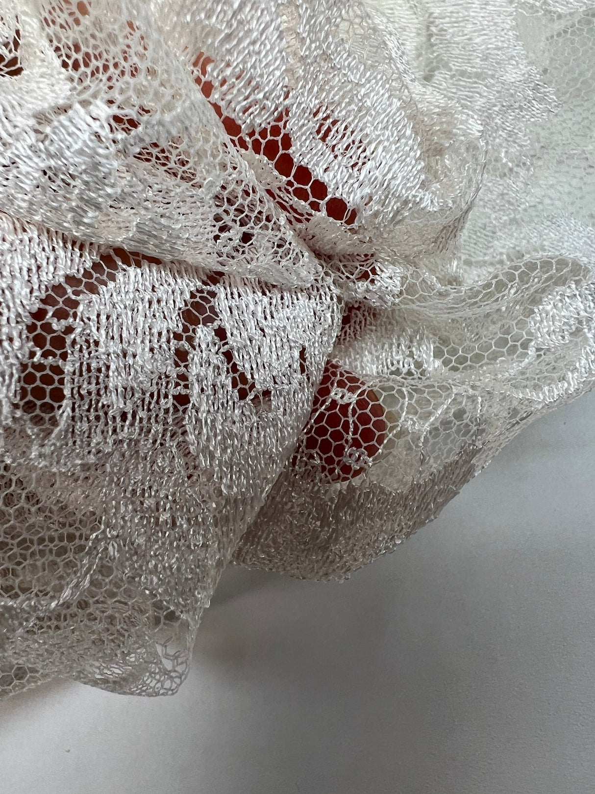 Viscose Lace Mesh Floral White Beige