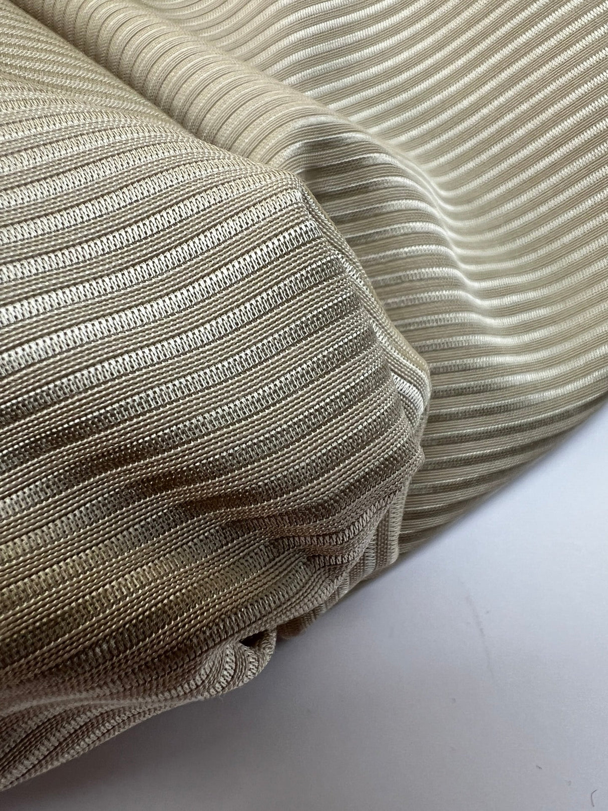 Wool Jacquard Fabric Beige Striped