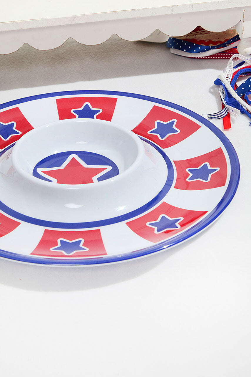 15" Melamine Americana Chip & Dip Plate