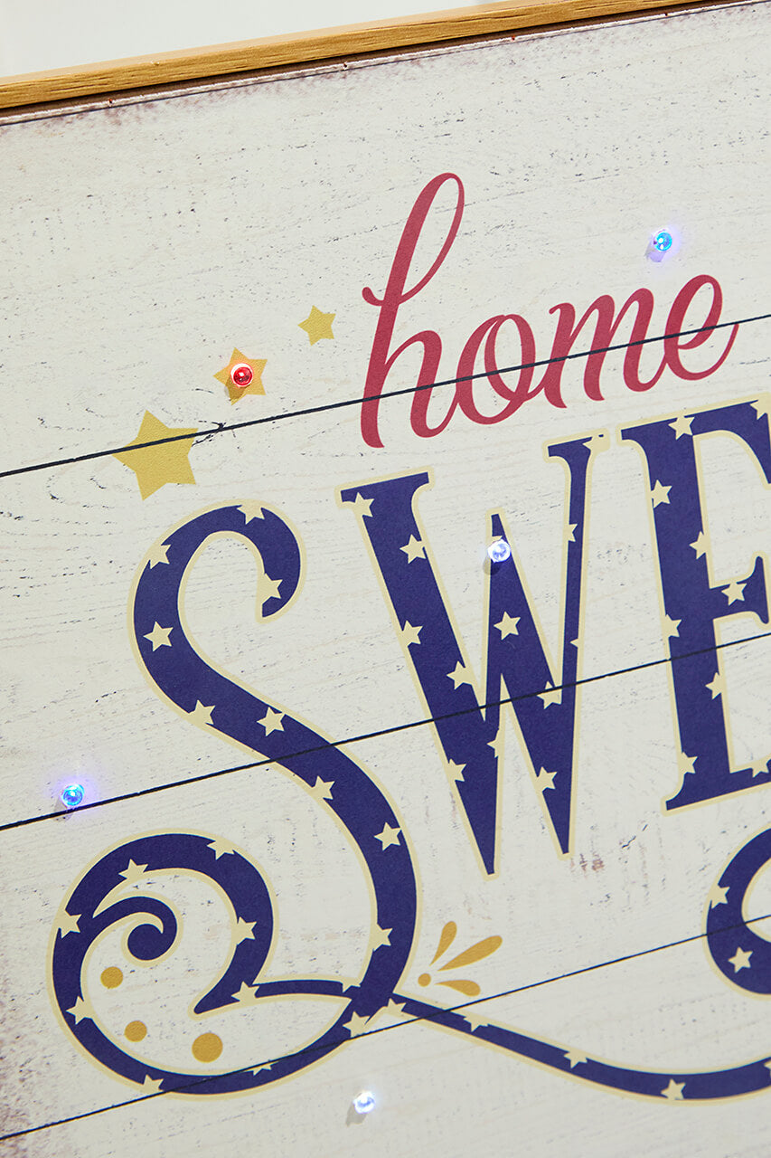 15.75"L B/O Lighted Wood Americana Wall Sign