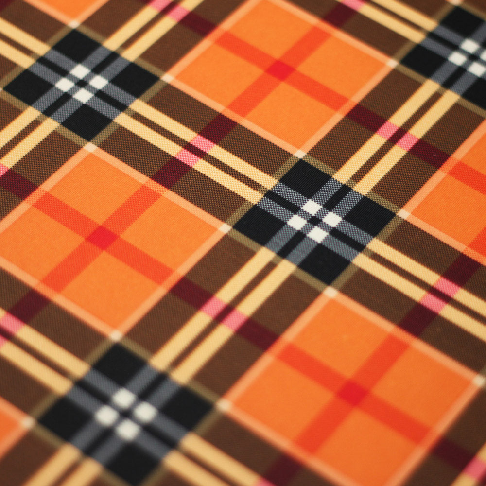 Modern Plaid Polyester Spandex Fabric - Multicolor Tartan Plaid Print, 58/60" Width, 240 GSM (1 Yard)
