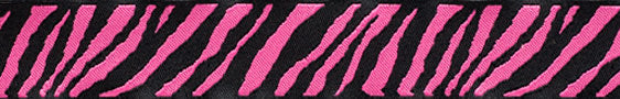 Woven Ribbon 7/8" Black and Hot Pink Zebra Reversible